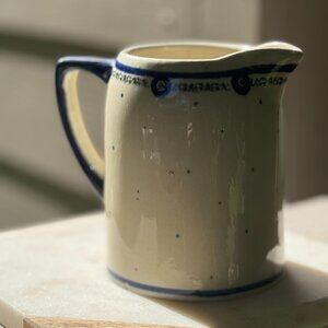 Vintage Boleslawiec Pitcher | Polish Pottery Blue & White Dotted Jug